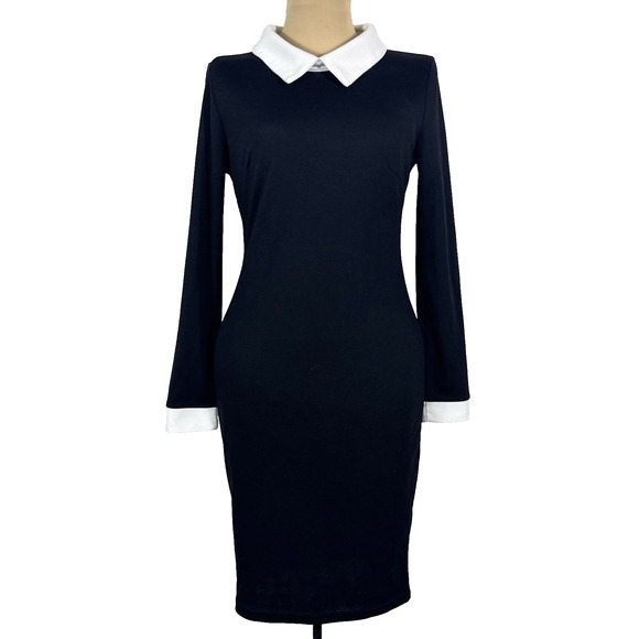 Miusol Black Maid Pencil Dress Medium Goth Wednesday Addams Whimsigoth‎ - Picture 1 of 14